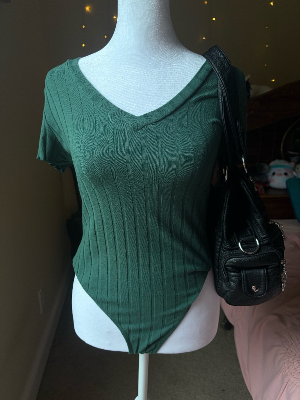 Super cute and classic forest / emerald green short sleeve bodysuit from SHEIN!